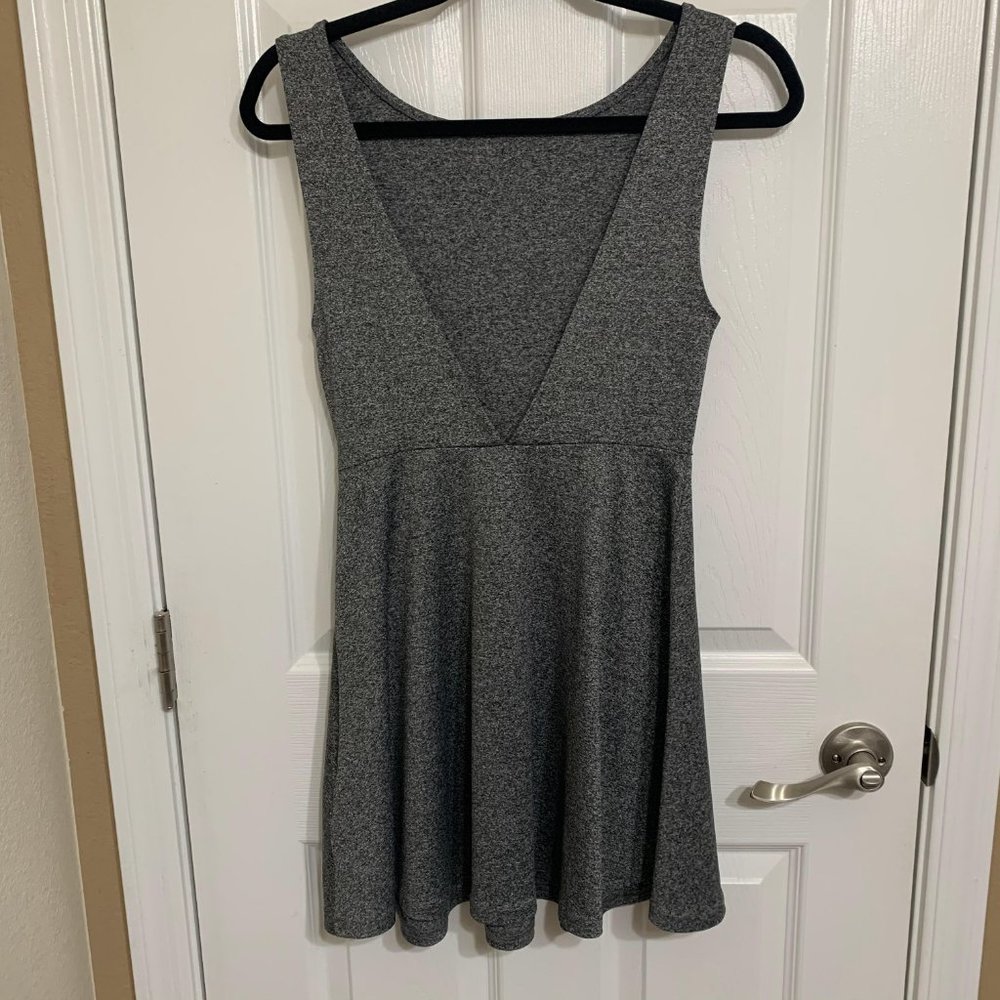 H&M Grey Deep V Back Dress